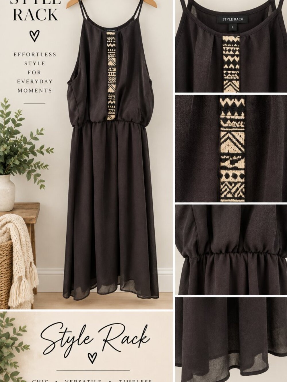 STYLE RACK Black Dress Sz L